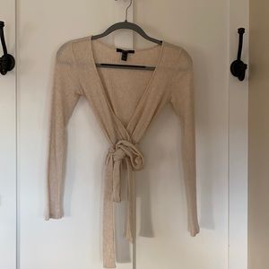 Cropped Waist Tie Sweater